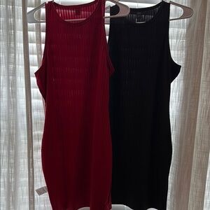 Red and Black Sleeveless Dress Set for everyday